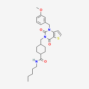 molecular formula C27H35N3O4S B6485370 4-({1-[(3-methoxyphenyl)methyl]-2,4-dioxo-1H,2H,3H,4H-thieno[3,2-d]pyrimidin-3-yl}methyl)-N-pentylcyclohexane-1-carboxamide CAS No. 932290-91-0