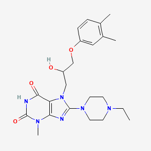 molecular formula C23H32N6O4 B6485382 7-[3-(3,4-dimethylphenoxy)-2-hydroxypropyl]-8-(4-ethylpiperazin-1-yl)-3-methyl-2,3,6,7-tetrahydro-1H-purine-2,6-dione CAS No. 899724-72-2