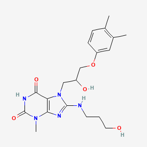 molecular formula C20H27N5O5 B6485389 7-[3-(3,4-dimethylphenoxy)-2-hydroxypropyl]-8-[(3-hydroxypropyl)amino]-3-methyl-2,3,6,7-tetrahydro-1H-purine-2,6-dione CAS No. 899972-55-5
