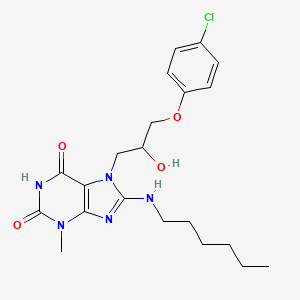 molecular formula C21H28ClN5O4 B6485407 7-[3-(4-chlorophenoxy)-2-hydroxypropyl]-8-(hexylamino)-3-methyl-2,3,6,7-tetrahydro-1H-purine-2,6-dione CAS No. 899724-83-5