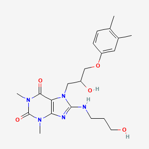 molecular formula C21H29N5O5 B6485408 7-[3-(3,4-dimethylphenoxy)-2-hydroxypropyl]-8-[(3-hydroxypropyl)amino]-1,3-dimethyl-2,3,6,7-tetrahydro-1H-purine-2,6-dione CAS No. 900013-53-8