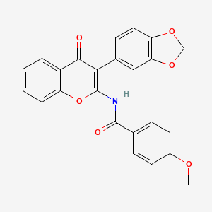 molecular formula C25H19NO6 B6485471 N-[3-(2H-1,3-benzodioxol-5-yl)-8-methyl-4-oxo-4H-chromen-2-yl]-4-methoxybenzamide CAS No. 883960-64-3