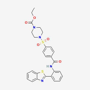 molecular formula C27H26N4O5S2 B6485492 ethyl 4-(4-{[2-(1,3-benzothiazol-2-yl)phenyl]carbamoyl}benzenesulfonyl)piperazine-1-carboxylate CAS No. 6193-49-3