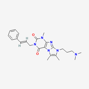 molecular formula C24H30N6O2 B6485501 8-[3-(dimethylamino)propyl]-1,6,7-trimethyl-3-[(2E)-3-phenylprop-2-en-1-yl]-1H,2H,3H,4H,8H-imidazo[1,2-g]purine-2,4-dione CAS No. 919041-93-3