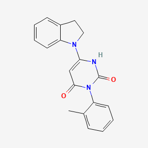 molecular formula C19H17N3O2 B6485505 6-(2,3-dihydro-1H-indol-1-yl)-3-(2-methylphenyl)-1,2,3,4-tetrahydropyrimidine-2,4-dione CAS No. 847399-39-7