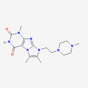 molecular formula C17H25N7O2 B6485541 1,6,7-trimethyl-8-[2-(4-methylpiperazin-1-yl)ethyl]-1H,2H,3H,4H,8H-imidazo[1,2-g]purine-2,4-dione CAS No. 895835-28-6