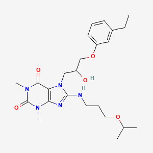 molecular formula C24H35N5O5 B6485550 7-[3-(3-ethylphenoxy)-2-hydroxypropyl]-1,3-dimethyl-8-{[3-(propan-2-yloxy)propyl]amino}-2,3,6,7-tetrahydro-1H-purine-2,6-dione CAS No. 941936-93-2