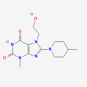 molecular formula C14H21N5O3 B6485555 7-(2-hydroxyethyl)-3-methyl-8-(4-methylpiperidin-1-yl)-2,3,6,7-tetrahydro-1H-purine-2,6-dione CAS No. 919017-26-8