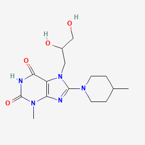 molecular formula C15H23N5O4 B6485558 7-(2,3-dihydroxypropyl)-3-methyl-8-(4-methylpiperidin-1-yl)-2,3,6,7-tetrahydro-1H-purine-2,6-dione CAS No. 919017-35-9