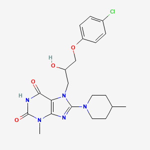 molecular formula C21H26ClN5O4 B6485563 7-[3-(4-chlorophenoxy)-2-hydroxypropyl]-3-methyl-8-(4-methylpiperidin-1-yl)-2,3,6,7-tetrahydro-1H-purine-2,6-dione CAS No. 919017-47-3