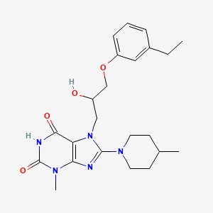 molecular formula C23H31N5O4 B6485569 7-[3-(3-ethylphenoxy)-2-hydroxypropyl]-3-methyl-8-(4-methylpiperidin-1-yl)-2,3,6,7-tetrahydro-1H-purine-2,6-dione CAS No. 919017-62-2