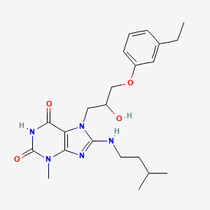 molecular formula C22H31N5O4 B6485585 7-[3-(3-ethylphenoxy)-2-hydroxypropyl]-3-methyl-8-[(3-methylbutyl)amino]-2,3,6,7-tetrahydro-1H-purine-2,6-dione CAS No. 941873-53-6