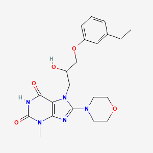 molecular formula C21H27N5O5 B6485587 7-[3-(3-ethylphenoxy)-2-hydroxypropyl]-3-methyl-8-(morpholin-4-yl)-2,3,6,7-tetrahydro-1H-purine-2,6-dione CAS No. 941937-09-3