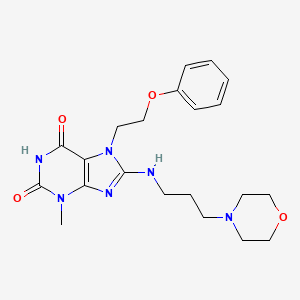 molecular formula C21H28N6O4 B6485598 3-methyl-8-{[3-(morpholin-4-yl)propyl]amino}-7-(2-phenoxyethyl)-2,3,6,7-tetrahydro-1H-purine-2,6-dione CAS No. 941965-05-5