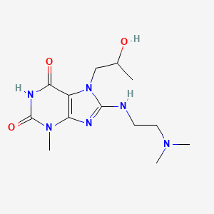 molecular formula C13H22N6O3 B6485631 8-{[2-(dimethylamino)ethyl]amino}-7-(2-hydroxypropyl)-3-methyl-2,3,6,7-tetrahydro-1H-purine-2,6-dione CAS No. 919020-16-9