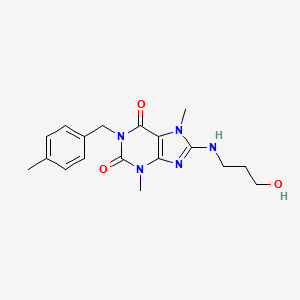 molecular formula C18H23N5O3 B6485643 8-[(3-hydroxypropyl)amino]-3,7-dimethyl-1-[(4-methylphenyl)methyl]-2,3,6,7-tetrahydro-1H-purine-2,6-dione CAS No. 919020-24-9