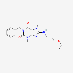 molecular formula C20H27N5O3 B6485651 1-benzyl-3,7-dimethyl-8-{[3-(propan-2-yloxy)propyl]amino}-2,3,6,7-tetrahydro-1H-purine-2,6-dione CAS No. 919020-30-7