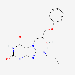 molecular formula C18H23N5O4 B6485658 7-(2-hydroxy-3-phenoxypropyl)-3-methyl-8-(propylamino)-2,3,6,7-tetrahydro-1H-purine-2,6-dione CAS No. 919020-44-3