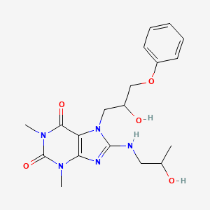 molecular formula C19H25N5O5 B6485673 7-(2-hydroxy-3-phenoxypropyl)-8-[(2-hydroxypropyl)amino]-1,3-dimethyl-2,3,6,7-tetrahydro-1H-purine-2,6-dione CAS No. 941937-59-3