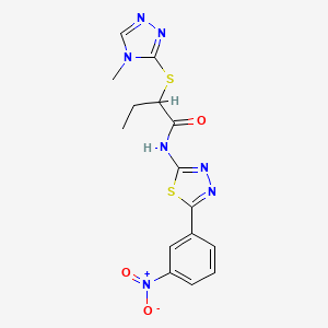 molecular formula C15H15N7O3S2 B6485675 2-[(4-methyl-4H-1,2,4-triazol-3-yl)sulfanyl]-N-[5-(3-nitrophenyl)-1,3,4-thiadiazol-2-yl]butanamide CAS No. 6190-66-5
