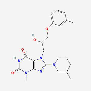 molecular formula C22H29N5O4 B6485678 7-[2-hydroxy-3-(3-methylphenoxy)propyl]-3-methyl-8-(3-methylpiperidin-1-yl)-2,3,6,7-tetrahydro-1H-purine-2,6-dione CAS No. 919020-10-3
