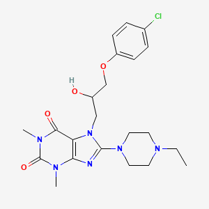 molecular formula C22H29ClN6O4 B6485694 7-[3-(4-chlorophenoxy)-2-hydroxypropyl]-8-(4-ethylpiperazin-1-yl)-1,3-dimethyl-2,3,6,7-tetrahydro-1H-purine-2,6-dione CAS No. 941965-71-5