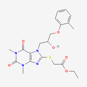 ethyl 2-({7-[2-hydroxy-3-(2-methylphenoxy)propyl]-1,3-dimethyl-2,6-dioxo-2,3,6,7-tetrahydro-1H-purin-8-yl}sulfanyl)acetate
