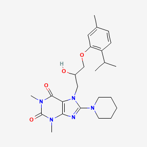 molecular formula C25H35N5O4 B6485712 7-{2-hydroxy-3-[5-methyl-2-(propan-2-yl)phenoxy]propyl}-1,3-dimethyl-8-(piperidin-1-yl)-2,3,6,7-tetrahydro-1H-purine-2,6-dione CAS No. 923686-16-2