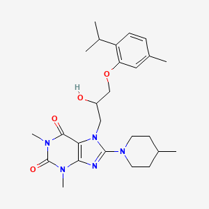 molecular formula C26H37N5O4 B6485713 7-{2-hydroxy-3-[5-methyl-2-(propan-2-yl)phenoxy]propyl}-1,3-dimethyl-8-(4-methylpiperidin-1-yl)-2,3,6,7-tetrahydro-1H-purine-2,6-dione CAS No. 923132-08-5