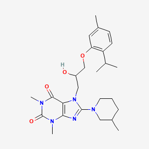 molecular formula C26H37N5O4 B6485721 7-{2-hydroxy-3-[5-methyl-2-(propan-2-yl)phenoxy]propyl}-1,3-dimethyl-8-(3-methylpiperidin-1-yl)-2,3,6,7-tetrahydro-1H-purine-2,6-dione CAS No. 923157-20-4