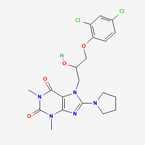molecular formula C20H23Cl2N5O4 B6485745 7-[3-(2,4-dichlorophenoxy)-2-hydroxypropyl]-1,3-dimethyl-8-(pyrrolidin-1-yl)-2,3,6,7-tetrahydro-1H-purine-2,6-dione CAS No. 923228-03-9