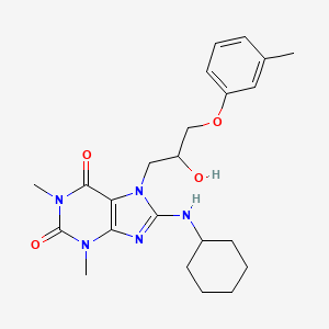 molecular formula C23H31N5O4 B6485746 8-(cyclohexylamino)-7-[2-hydroxy-3-(3-methylphenoxy)propyl]-1,3-dimethyl-2,3,6,7-tetrahydro-1H-purine-2,6-dione CAS No. 923249-93-8