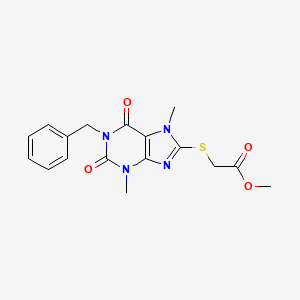 molecular formula C17H18N4O4S B6485758 methyl 2-[(1-benzyl-3,7-dimethyl-2,6-dioxo-2,3,6,7-tetrahydro-1H-purin-8-yl)sulfanyl]acetate CAS No. 923174-88-3