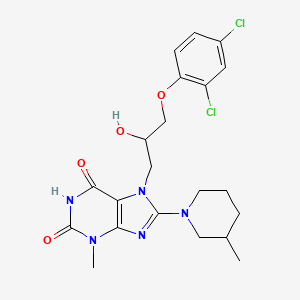 molecular formula C21H25Cl2N5O4 B6485768 7-[3-(2,4-dichlorophenoxy)-2-hydroxypropyl]-3-methyl-8-(3-methylpiperidin-1-yl)-2,3,6,7-tetrahydro-1H-purine-2,6-dione CAS No. 923210-88-2