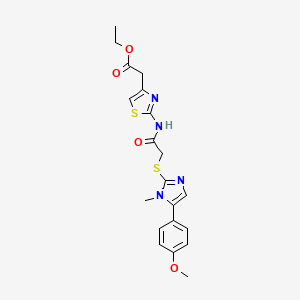 molecular formula C20H22N4O4S2 B6485775 ethyl 2-[2-(2-{[5-(4-methoxyphenyl)-1-methyl-1H-imidazol-2-yl]sulfanyl}acetamido)-1,3-thiazol-4-yl]acetate CAS No. 6696-56-6