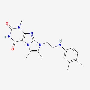 molecular formula C20H24N6O2 B6485808 8-{2-[(3,4-dimethylphenyl)amino]ethyl}-1,6,7-trimethyl-1H,2H,3H,4H,8H-imidazo[1,2-g]purine-2,4-dione CAS No. 923683-87-8