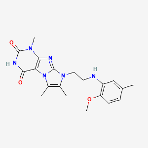 molecular formula C20H24N6O3 B6485816 8-{2-[(2-methoxy-5-methylphenyl)amino]ethyl}-1,6,7-trimethyl-1H,2H,3H,4H,8H-imidazo[1,2-g]purine-2,4-dione CAS No. 923684-34-8