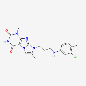 molecular formula C19H21ClN6O2 B6485821 8-{3-[(3-chloro-4-methylphenyl)amino]propyl}-1,7-dimethyl-1H,2H,3H,4H,8H-imidazo[1,2-g]purine-2,4-dione CAS No. 923204-40-4