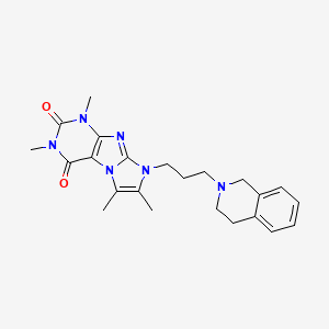 molecular formula C23H28N6O2 B6485824 1,3,6,7-tetramethyl-8-[3-(1,2,3,4-tetrahydroisoquinolin-2-yl)propyl]-1H,2H,3H,4H,8H-imidazo[1,2-g]purine-2,4-dione CAS No. 923229-01-0