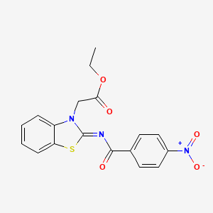 molecular formula C18H15N3O5S B6485855 ethyl 2-[(2Z)-2-[(4-nitrobenzoyl)imino]-2,3-dihydro-1,3-benzothiazol-3-yl]acetate CAS No. 6279-25-0