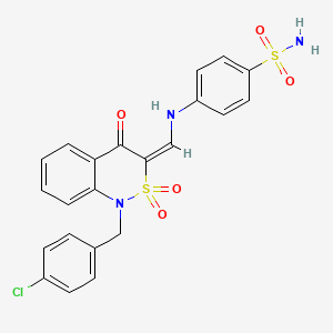 4-({[(3E)-1-[(4-chlorophenyl)methyl]-2,2,4-trioxo-3,4-dihydro-1H-2lambda6,1-benzothiazin-3-ylidene]methyl}amino)benzene-1-sulfonamide