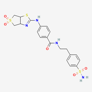 molecular formula C20H22N4O5S3 B6485895 4-({5,5-dioxo-3aH,4H,6H,6aH-5lambda6-thieno[3,4-d][1,3]thiazol-2-yl}amino)-N-[2-(4-sulfamoylphenyl)ethyl]benzamide CAS No. 866808-13-1