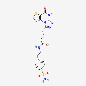 molecular formula C21H24N6O4S2 B6485896 4-{8-ethyl-7-oxo-5-thia-1,8,10,11-tetraazatricyclo[7.3.0.0^{2,6}]dodeca-2(6),3,9,11-tetraen-12-yl}-N-[2-(4-sulfamoylphenyl)ethyl]butanamide CAS No. 887211-42-9