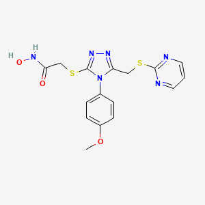 N-hydroxy-2-{[4-(4-methoxyphenyl)-5-[(pyrimidin-2-ylsulfanyl)methyl]-4H-1,2,4-triazol-3-yl]sulfanyl}acetamide