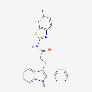 molecular formula C24H19N3OS2 B6485928 N-(6-methyl-1,3-benzothiazol-2-yl)-2-[(2-phenyl-1H-indol-3-yl)sulfanyl]acetamide CAS No. 6235-84-3