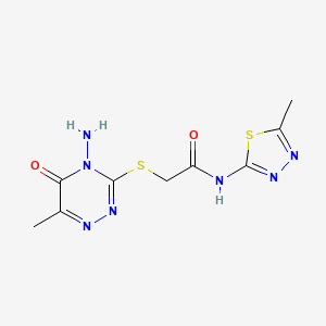 molecular formula C9H11N7O2S2 B6485948 2-[(4-amino-6-methyl-5-oxo-4,5-dihydro-1,2,4-triazin-3-yl)sulfanyl]-N-(5-methyl-1,3,4-thiadiazol-2-yl)acetamide CAS No. 869067-90-3
