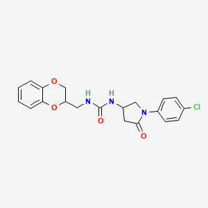 molecular formula C20H20ClN3O4 B6485956 3-[1-(4-chlorophenyl)-5-oxopyrrolidin-3-yl]-1-[(2,3-dihydro-1,4-benzodioxin-2-yl)methyl]urea CAS No. 894032-95-2
