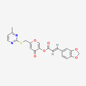 molecular formula C21H16N2O6S B6485964 6-{[(4-methylpyrimidin-2-yl)sulfanyl]methyl}-4-oxo-4H-pyran-3-yl (2E)-3-(2H-1,3-benzodioxol-5-yl)prop-2-enoate CAS No. 877636-92-5
