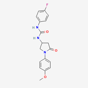 molecular formula C18H18FN3O3 B6485972 1-(4-fluorophenyl)-3-[1-(4-methoxyphenyl)-5-oxopyrrolidin-3-yl]urea CAS No. 877640-48-7