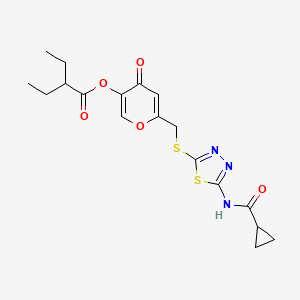molecular formula C18H21N3O5S2 B6485979 6-{[(5-cyclopropaneamido-1,3,4-thiadiazol-2-yl)sulfanyl]methyl}-4-oxo-4H-pyran-3-yl 2-ethylbutanoate CAS No. 877650-63-0
